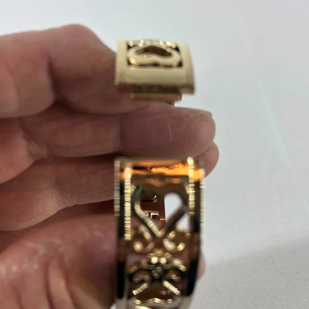 Prestige By Waltham Gold Tone with Rhinestones Bracelet Quartz Watch
